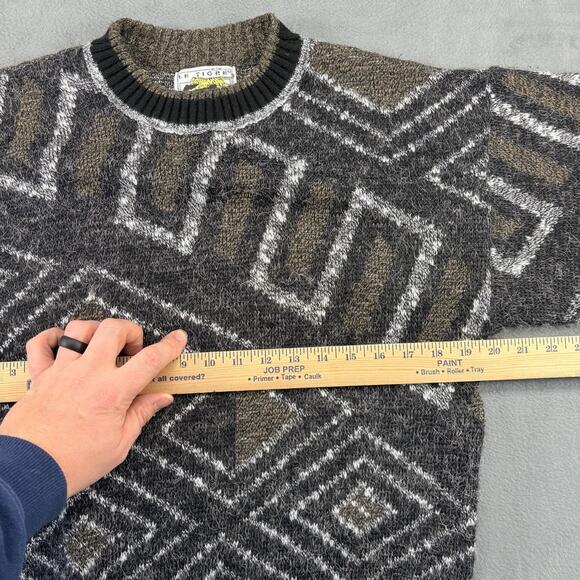 Le Tigre Sweater Boys XL Size 20 Brown Geometric Fuzzy Hairy Brushed Long Sleeve - Picture 6 of 7
